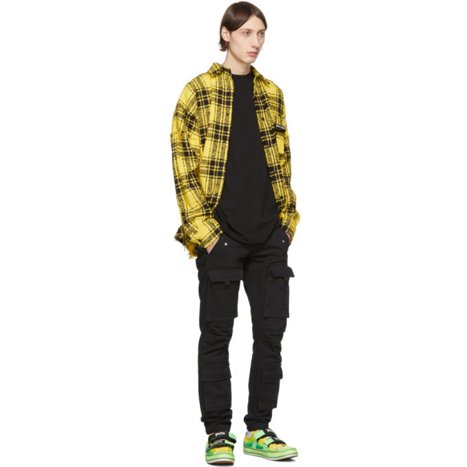 Palm Angels Yellow and Black Check Firestarter Overshirt Palm Angels