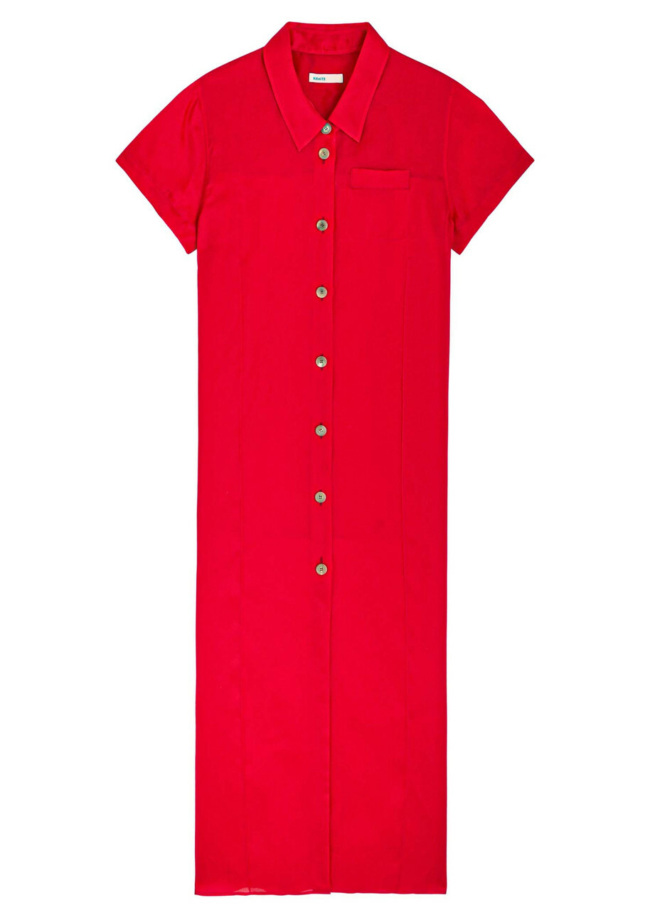 white christmas dresses Land Red - Fluid Silk Shirt Dress main image 1