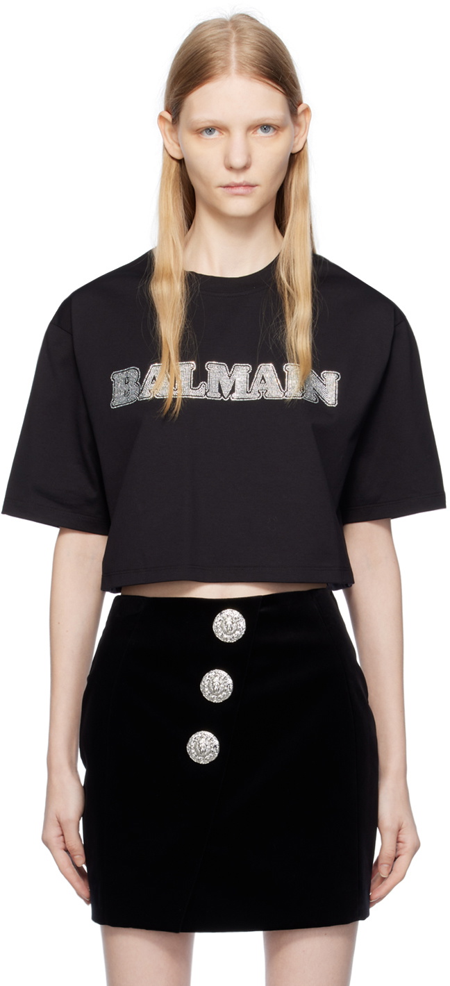 Balmain Monogram Jacquard Bandeau Top In 0pa Noir