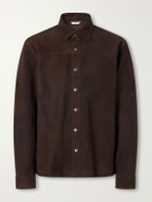 Aimé Leon Dore - Logo-Appliquéd Paneled Suede Overshirt - Brown