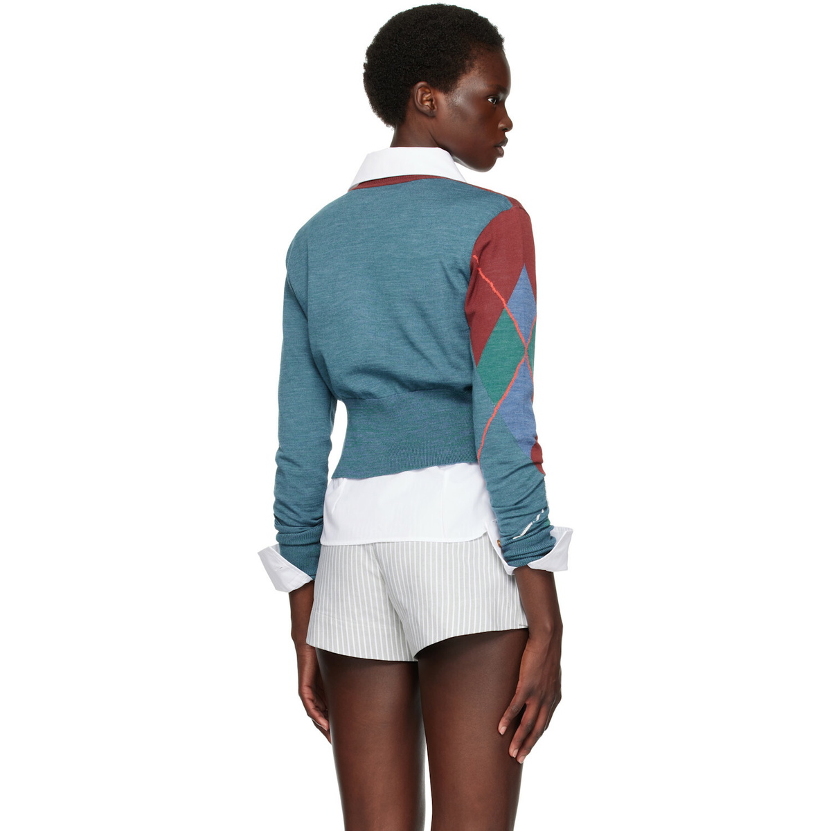Vivienne Westwood Blue Argyle Cropped Cardigan