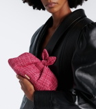 Aquazzura Bow Tie tweed clutch