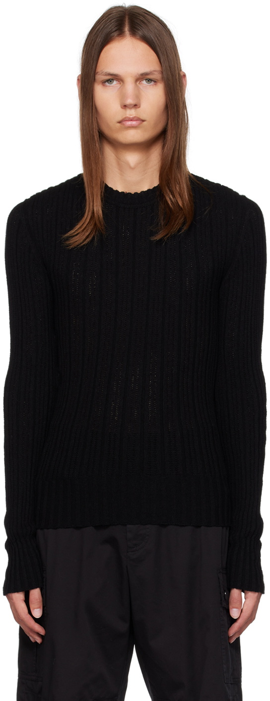 Dolce & Gabbana Black Ribbed Sweater Dolce & Gabbana