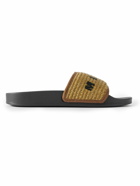 Marni - Logo-Embroidered Woven Raffia and Leather Slides - Neutrals