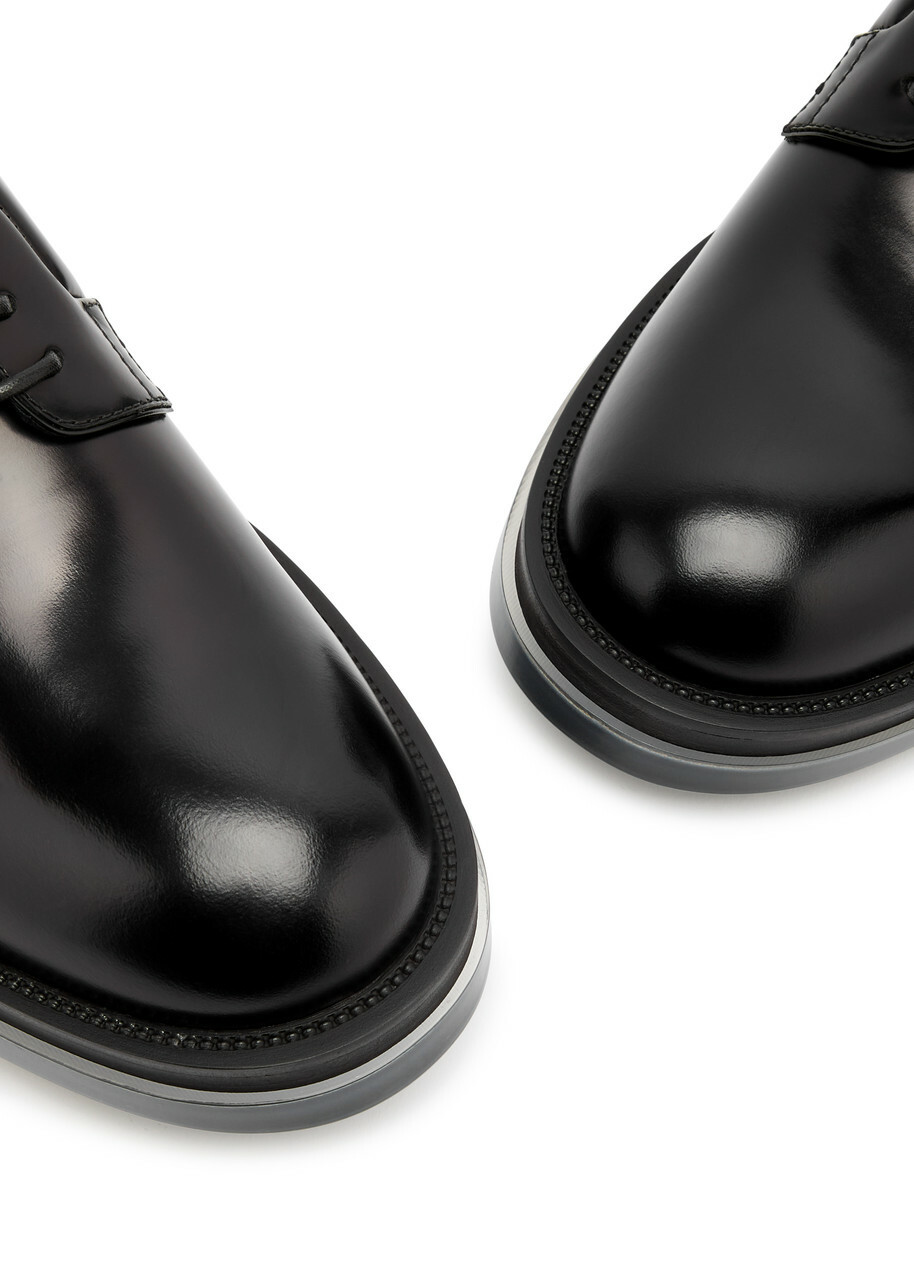 Alexander Mcqueen Glossed Leather Derby Shoes Black
