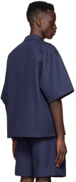 King & Tuckfield SSENSE Exclusive Navy Cotton Short Sleeve Shirt