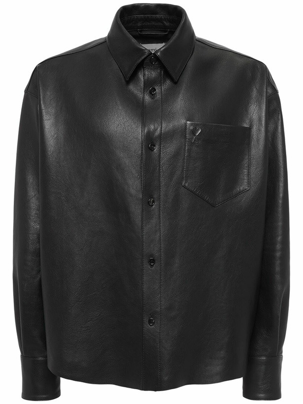 Photo: AMI PARIS Boxy Fit Leather Overshirt