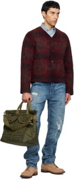 RRL Khaki Nylon Utility Messenger Tote