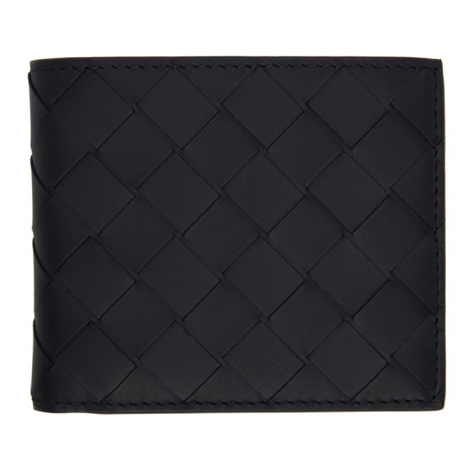 Photo: Bottega Veneta Navy Intrecciato Bifold Wallet