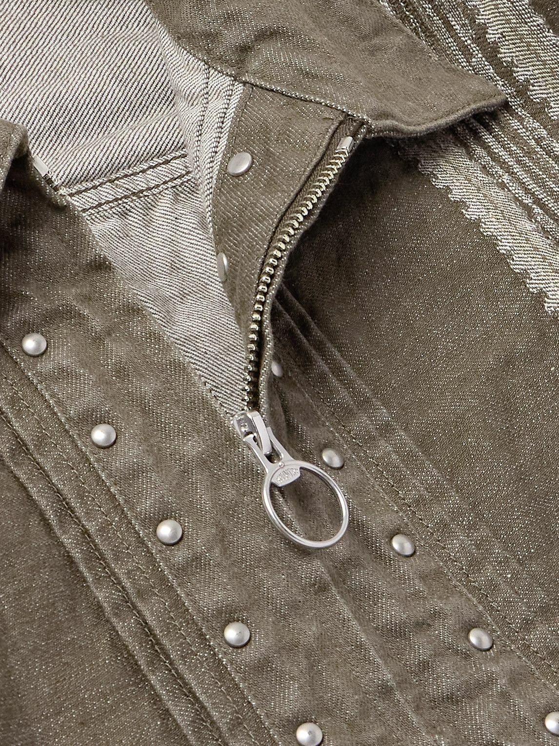 KAPITAL - Cropped Denim-Jacquard Bomber Jacket - Green