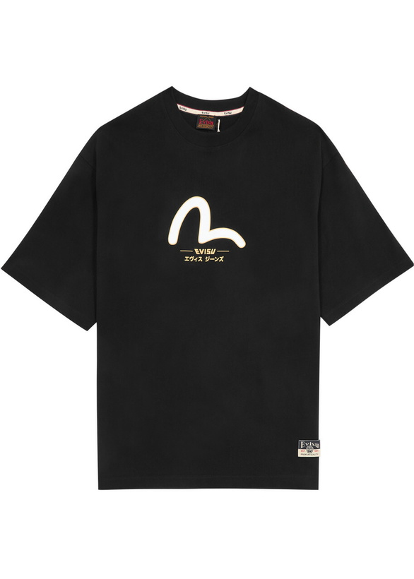 Photo: Evisu Daicock and Kamon Printed Cotton T-shirt Black