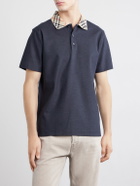 Burberry - Checked Cotton-Piqué Polo Shirt - Gray