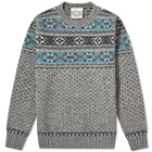 Jamieson's of Shetland Men's Nordic Fair Isle Crew Knit in Grey