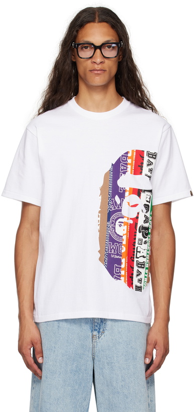 Photo: BAPE White Fans Scarf Side Big Ape Head T-Shirt