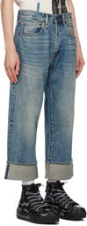R13 Blue Cuffed X-Boyfriend Jeans