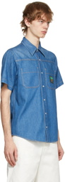 Gucci Blue Denim Boutique Patch Short Sleeve Shirt