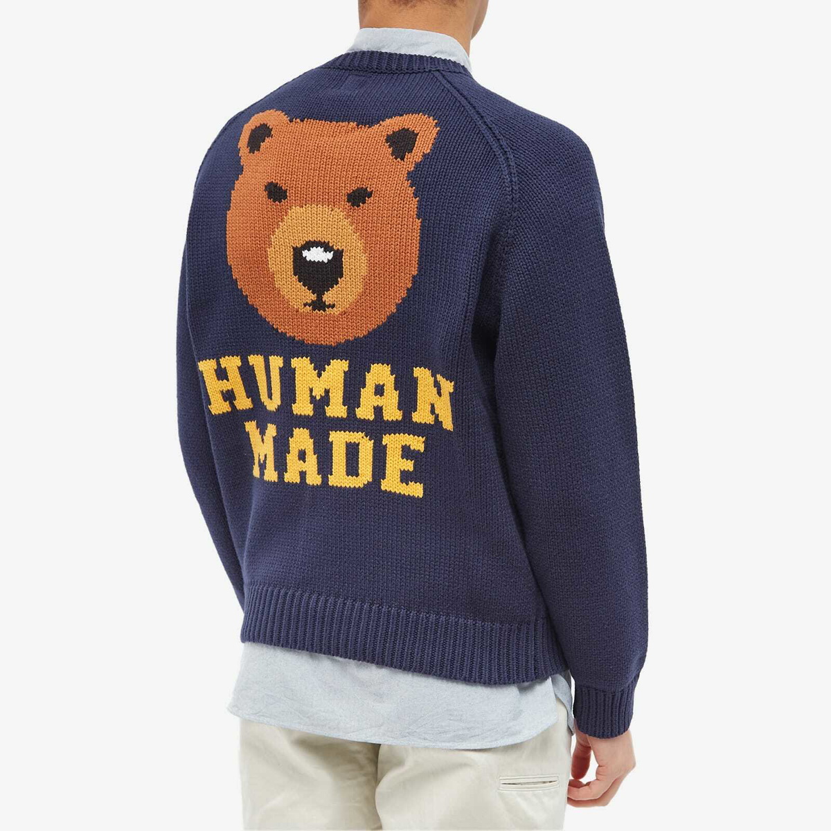 Human Made Men's Bear Raglan Knit Sweater in Navy Human Made