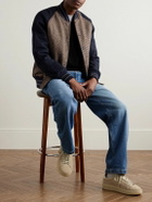 Golden Bear - Puppytooth Tweed-Panelled Wool Varsity Jacket - Brown