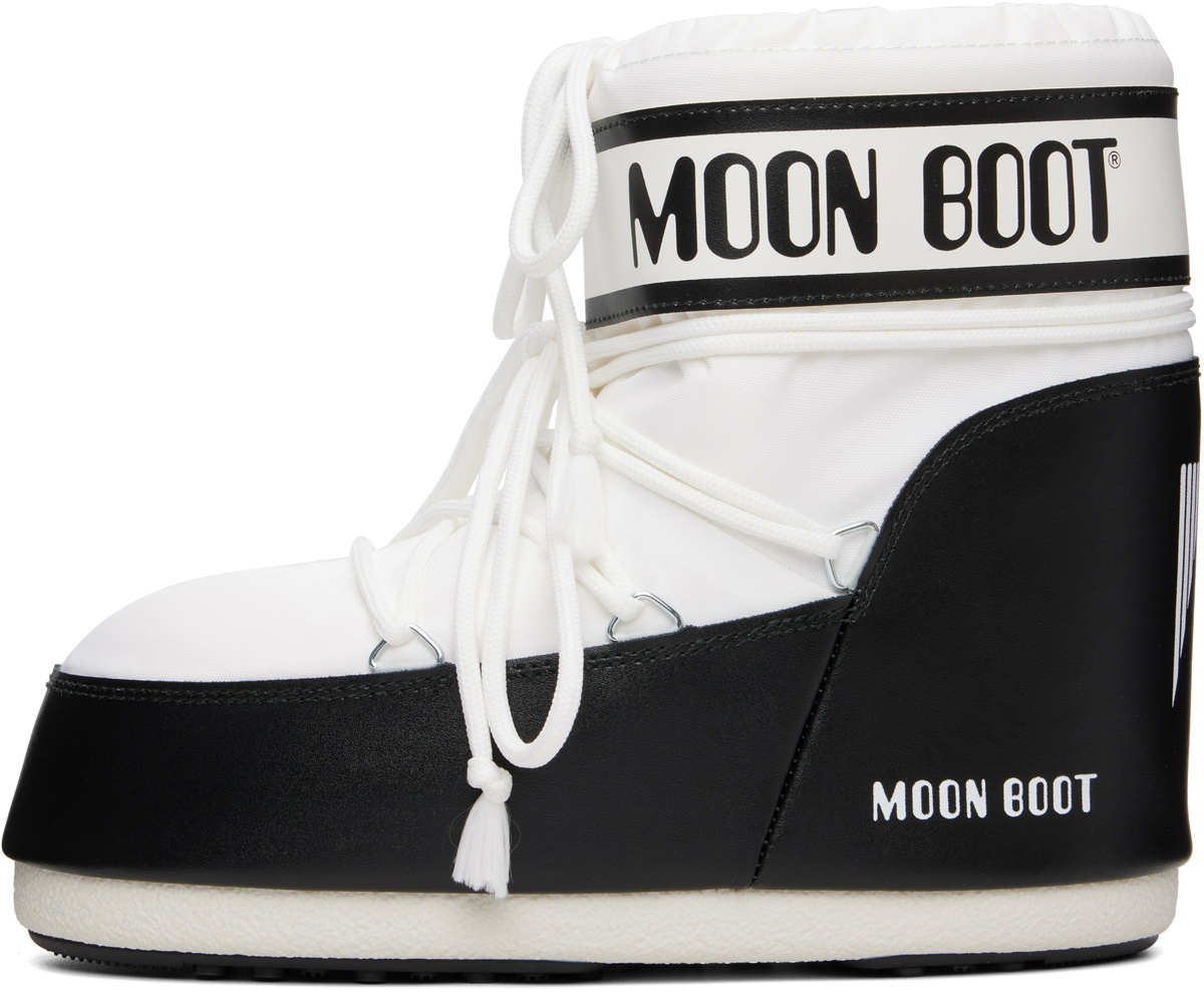 Moon Boot White & Black Icon Low Nylon Boots