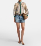 Frame Long Hang broderie anglaise denim shorts