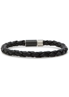 Tateossian Pop Braided Leather Bracelet - Black - One Size