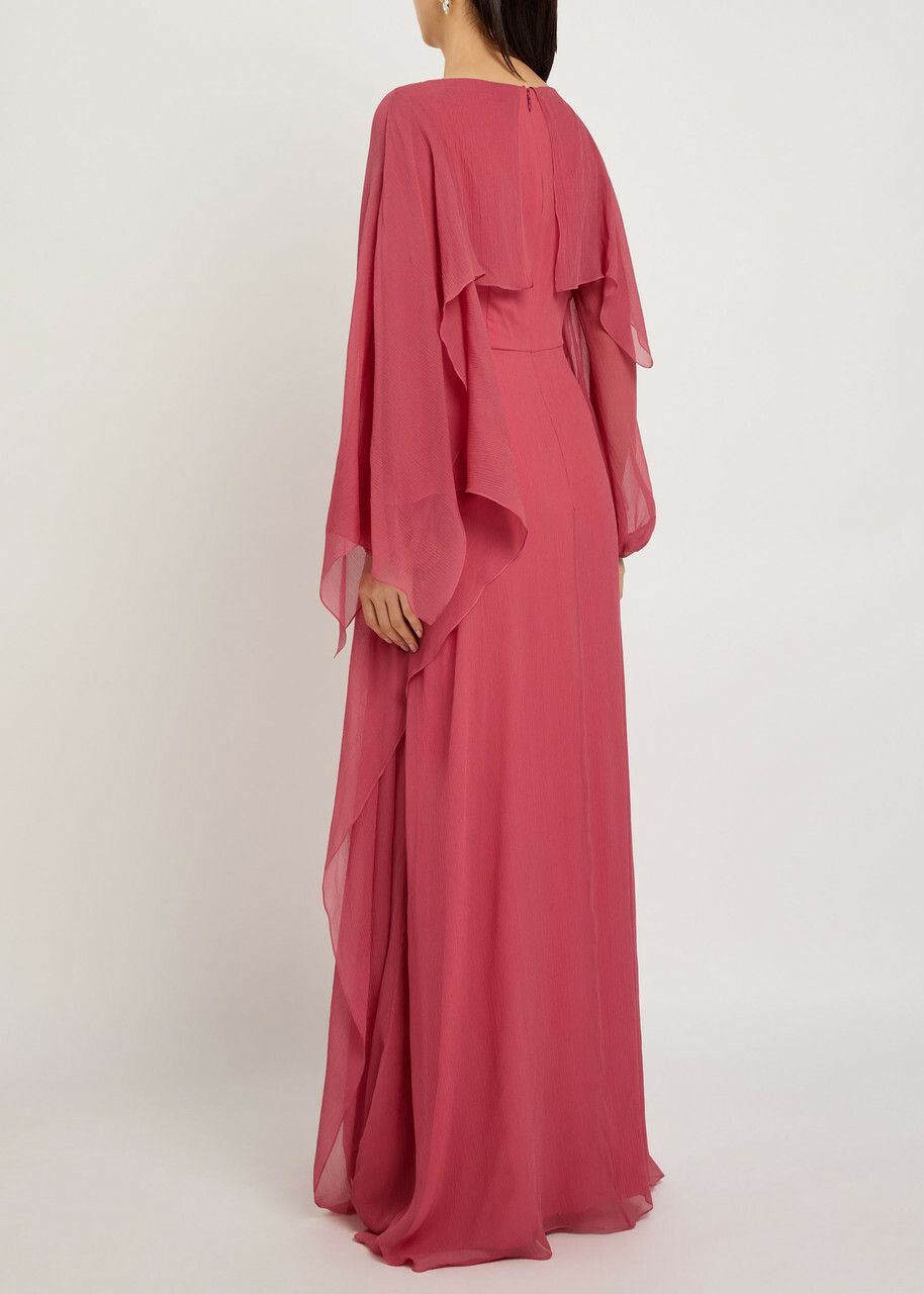 Erdem Cape-effect Silk-georgette Maxi Dress Pink