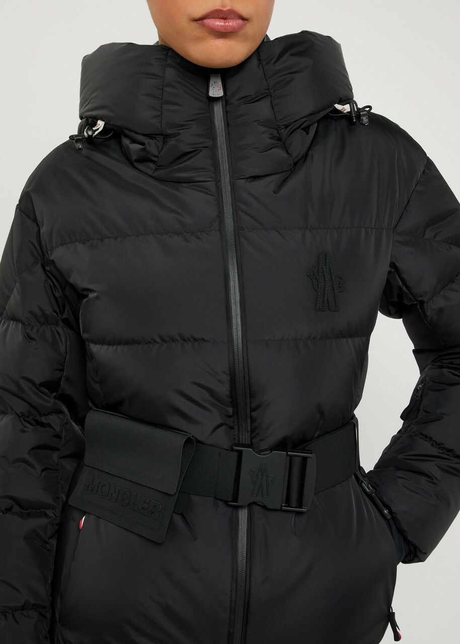 Moncler Bouquetin Belted Padded Shell Jacket Black