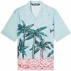 Palm Angels Men's Palms Row Bowling Vacation Shirt in Light Blue