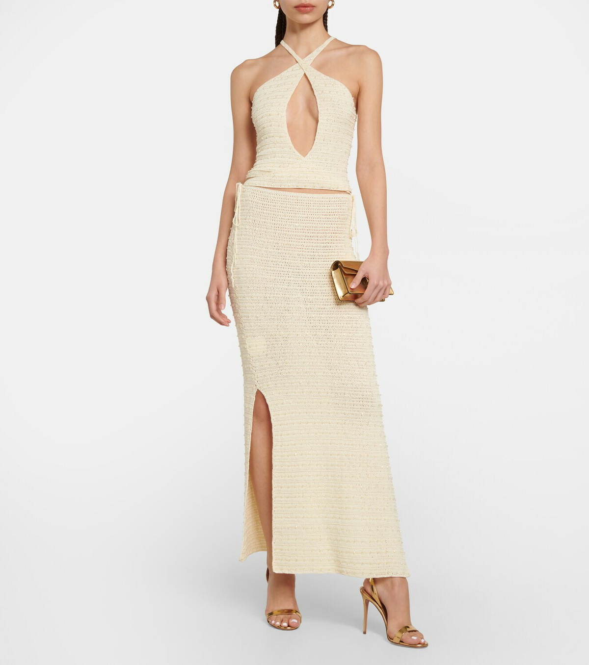 【Aya Muse】 Veluti embellished crochet maxiドレス Aya Muse - Veluti embellished crochet maxi dress Aya Muse