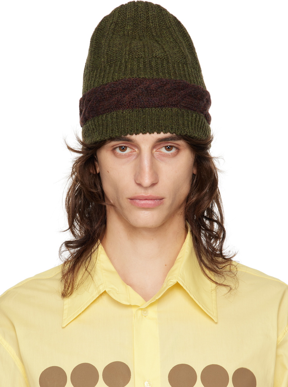 Edward Cuming Green & Burgundy Aaron Knit Beanie