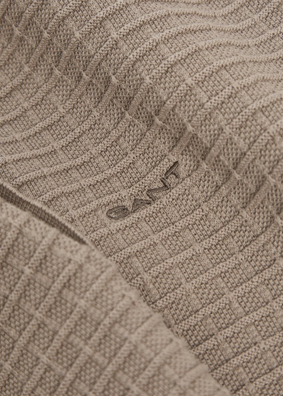 Gant Textured-knit Cotton Polo Shirt Taupe