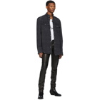 Balmain Black Denim Embossed Check Shirt