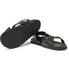 Valentino - Valentino Garavani Logo-Detailed Leather and Webbing Sandals - Men - Army green