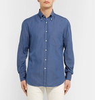 Brunello Cucinelli - Slim-Fit Button-Down Collar Cotton-Chambray Shirt - Men - Blue