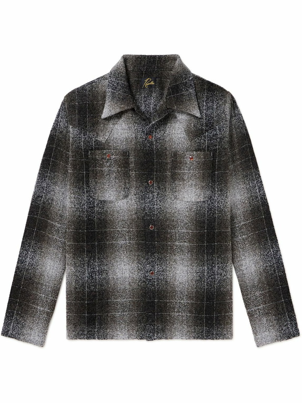 Photo: Needles - Checked Metallic Wool-Blend Bouclé Shirt - Brown