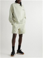 HAYDENSHAPES - Volume Wide-Leg Distressed Logo-Embroidered Printed Cotton-Jersey Shorts - Neutrals