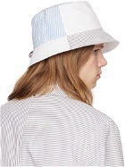 Thom Browne White & Blue Quarter Combo Bucket Hat