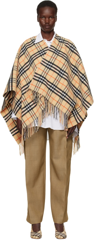 Photo: Burberry Beige Check Wool Cashmere Cape Coat
