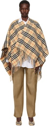 Burberry Beige Check Wool Cashmere Cape Coat