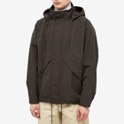 Auralee Men's Washi Zip Hooded Jacket in Dark Brown
