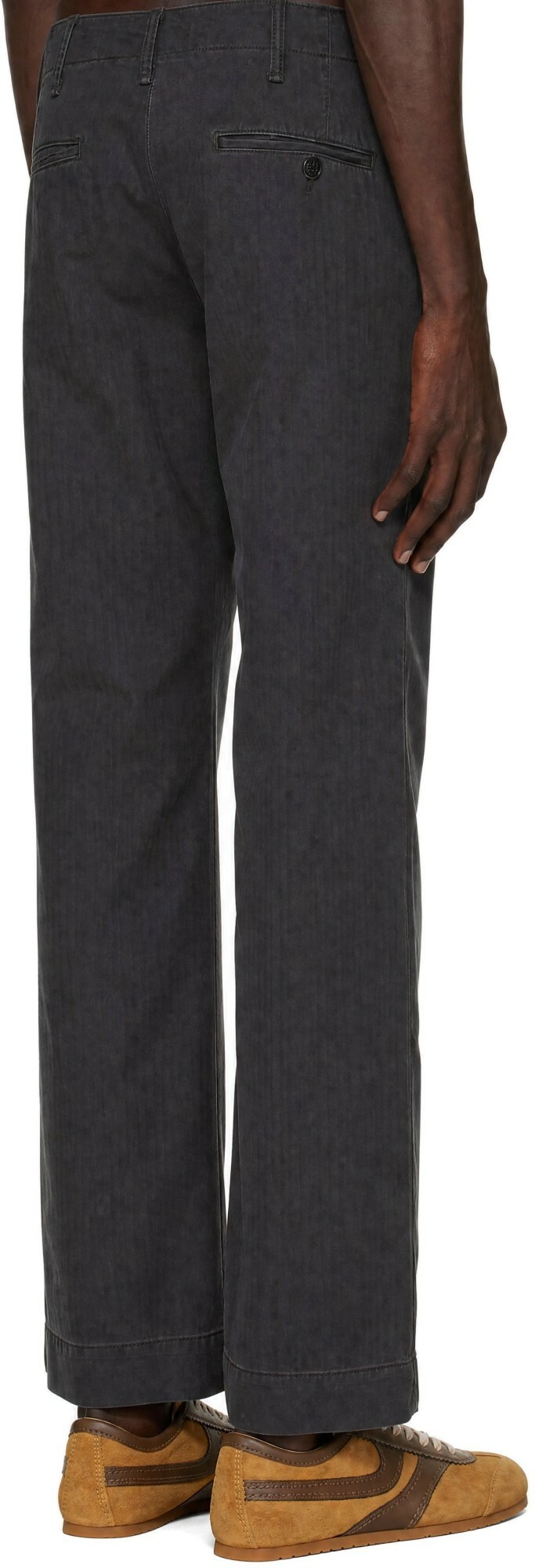 RRL Gray Herringbone Cotton Trousers