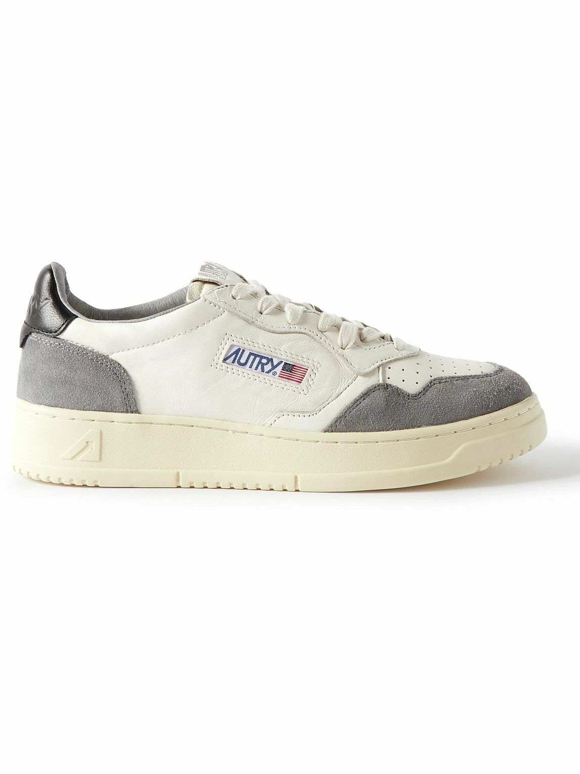 Autry - Medalist Suede-Trimmed Leather Sneakers - White Autry