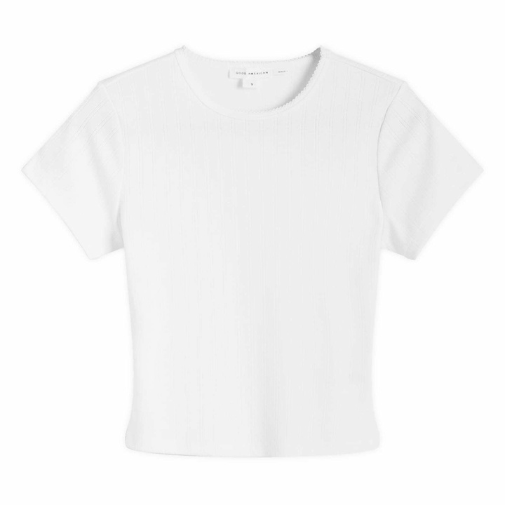 Photo: Good American Women's Cotton Pointelle Baby T-Shirt in White