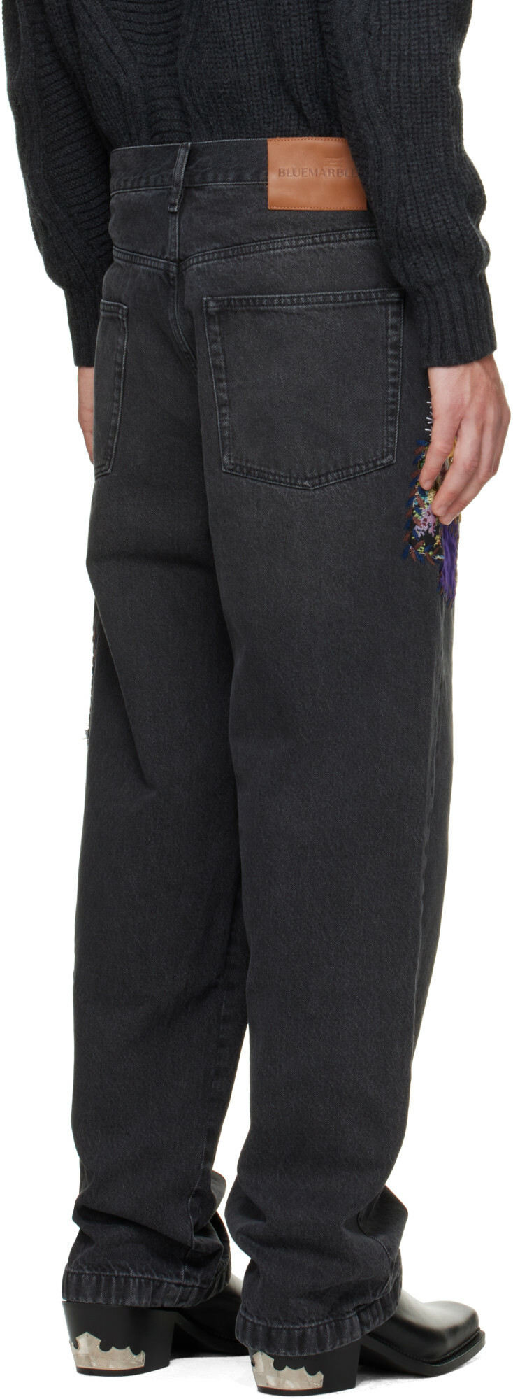 BLUEMARBLE Black Embroidered Patchwork Jeans