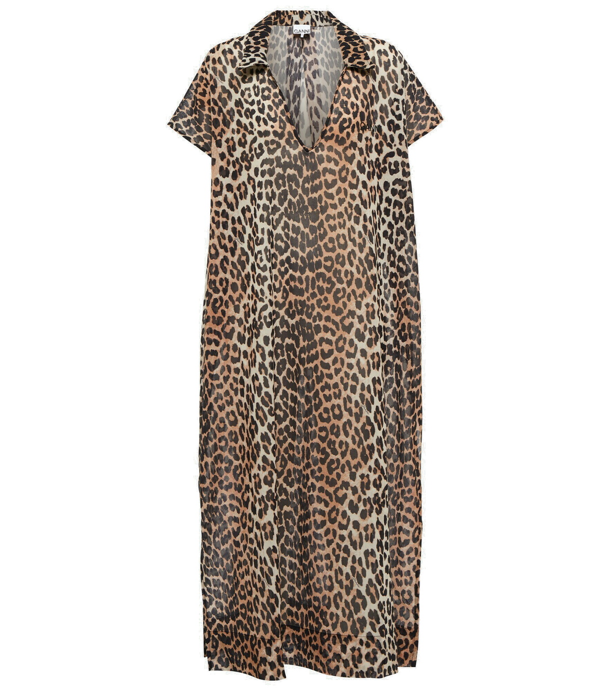 chinese dress ladies Ganni // Brown & Black Printed Wrap Dress  VSP Consignment