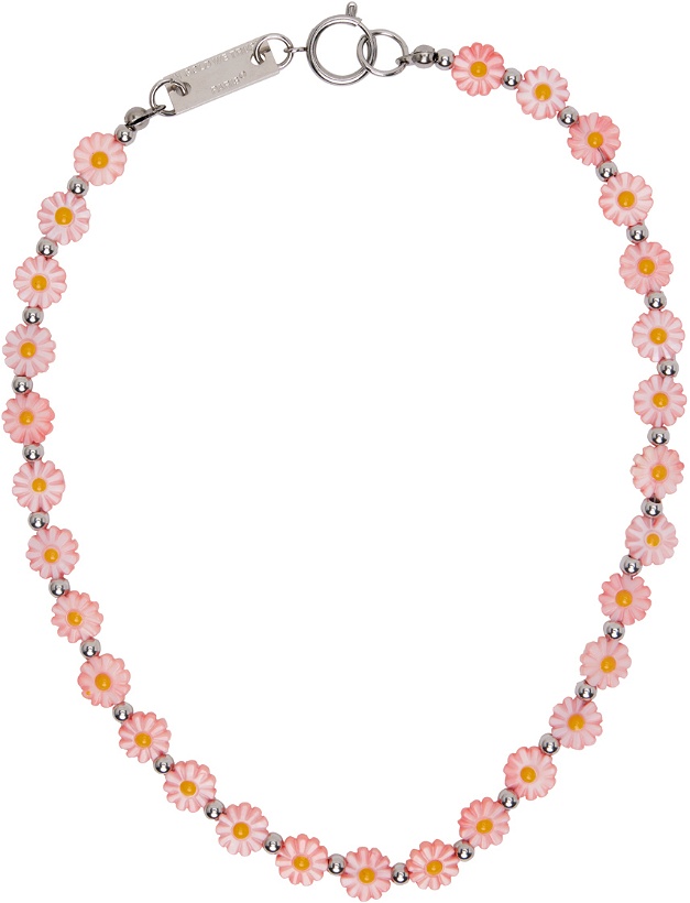 Photo: IN GOLD WE TRUST PARIS SSENSE Exclusive Pink & Silver Flower Necklace