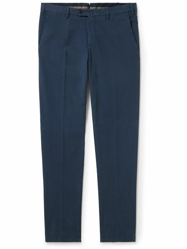 Photo: Loro Piana - Slim-Fit Cotton-Blend Trousers - Blue