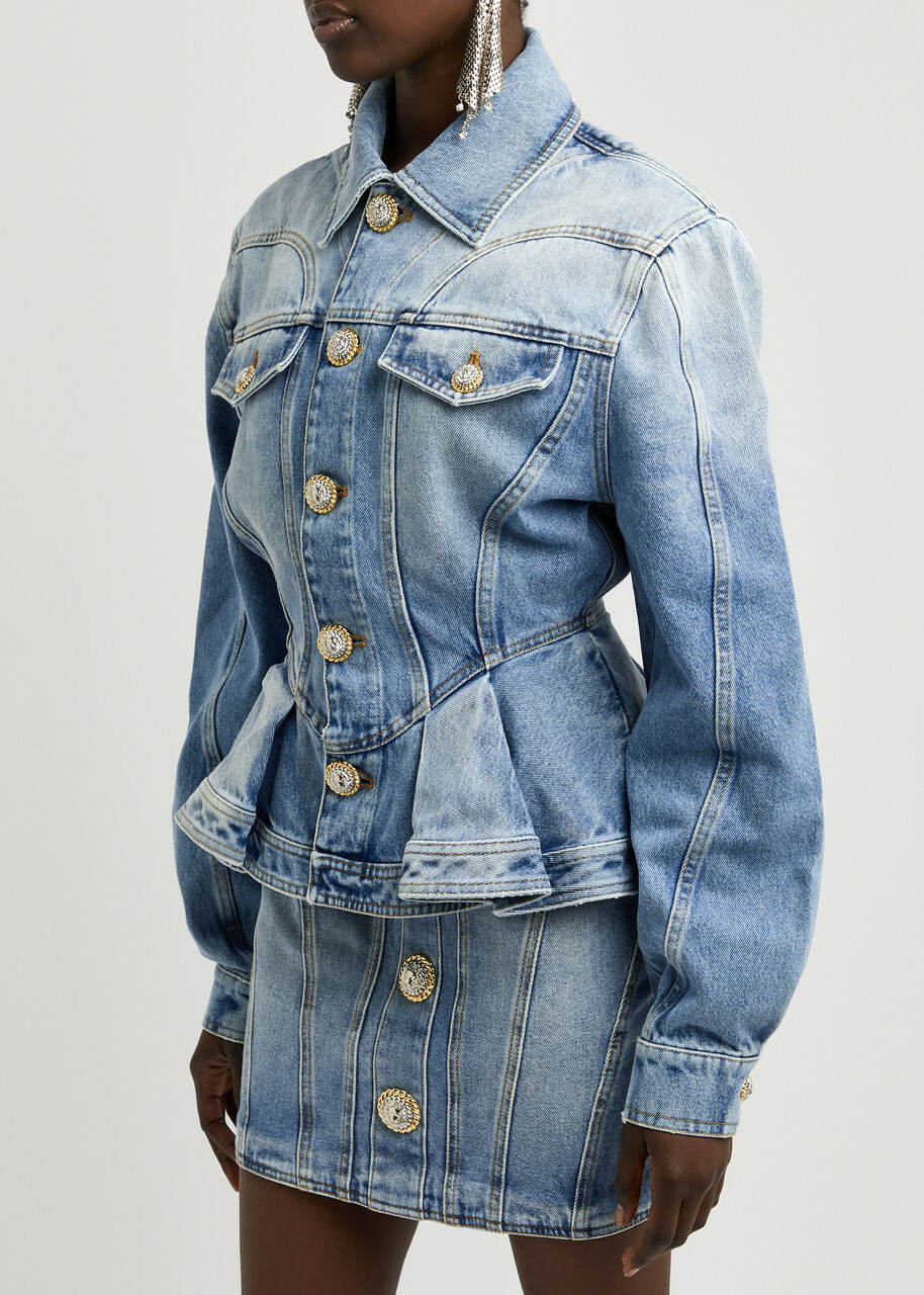Balmain Peplum Denim Jacket