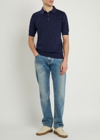 Dolce & Gabbana Logo-jacquard Silk Polo Shirt Blue