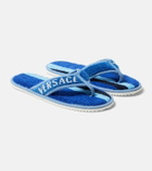 Versace Home Striped cotton terry slippers